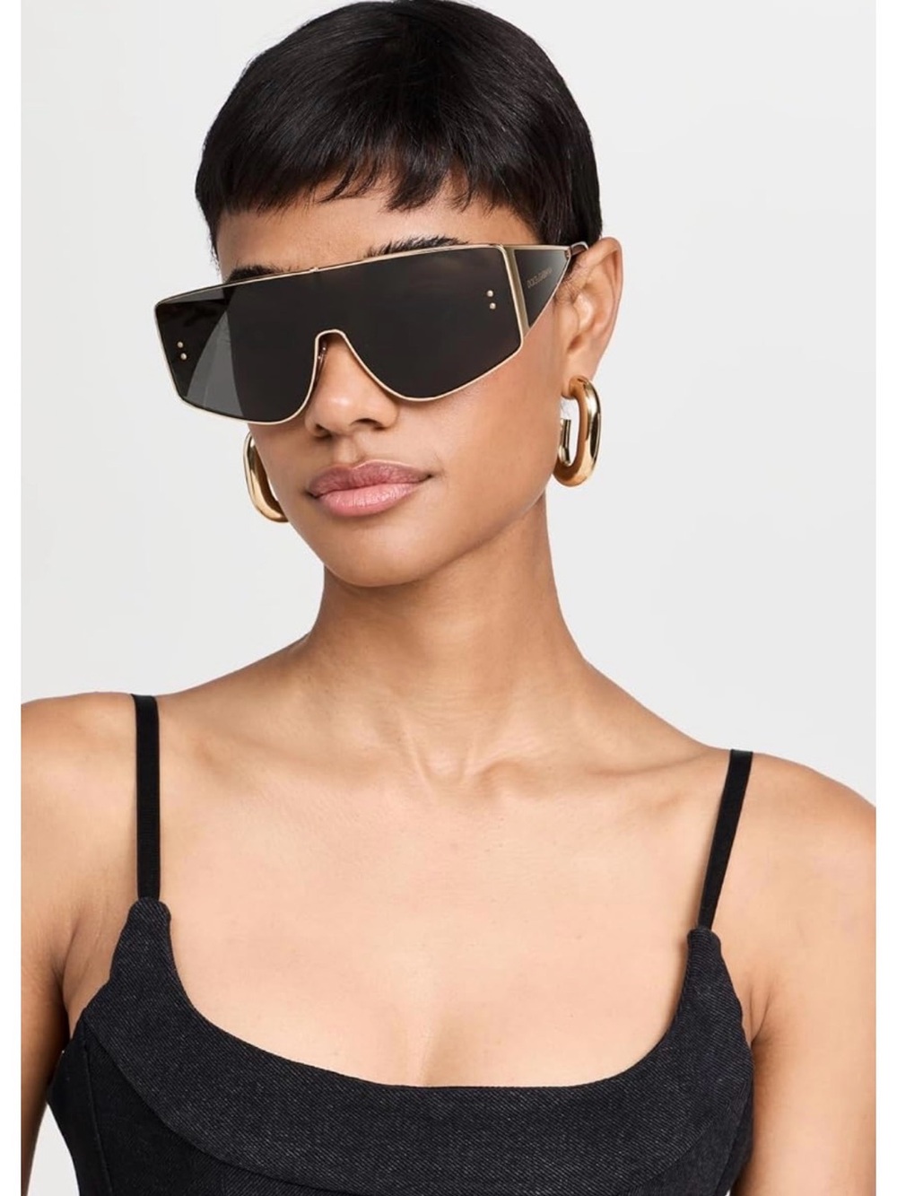 Dolce & Gabbana Gold and Black Shield Sunglasses